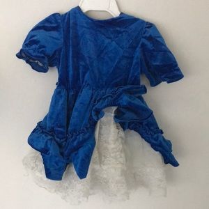 Blue Velvet Ruffle Lace Dress Girl's Size 4
